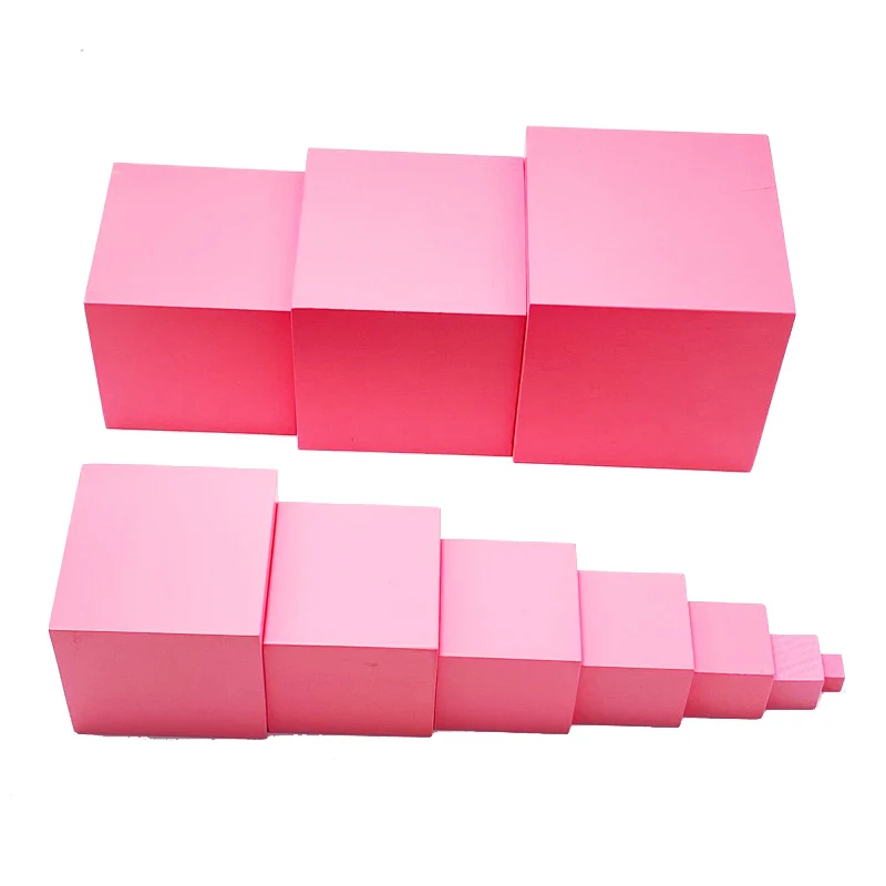 Trreeyear-torre rosa con 10 tarjetas de soporte para ni&ntilde;os en edad preescolar, ense&ntilde;anza de matem&aacute;ticas, juguetes de aprendizaje profesional Montessori-1