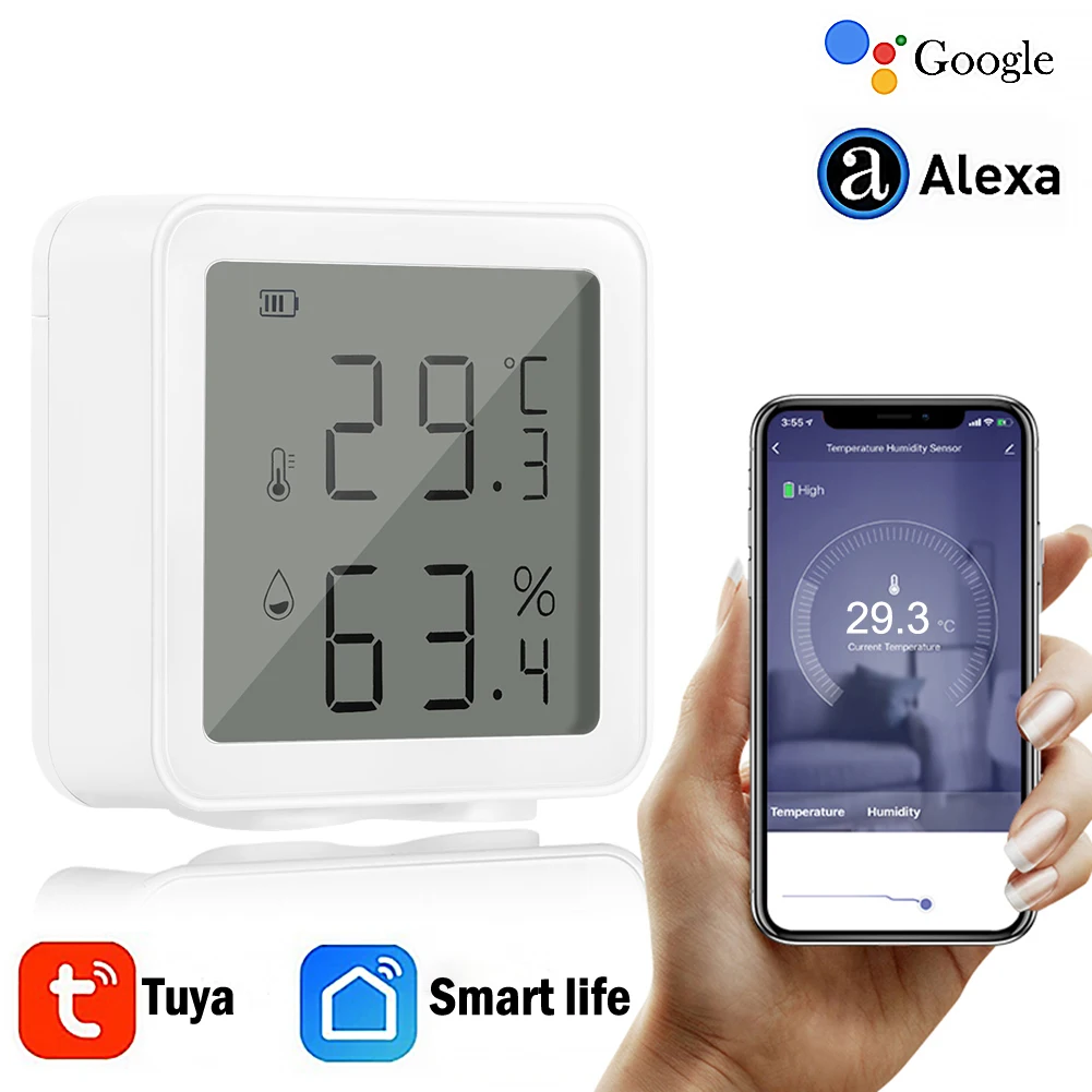 

Tuya Smart life WiFi Temperature And Humidity Sensor Indoor Hygrometer Thermometer With LCD Display Support Alexa Google Home