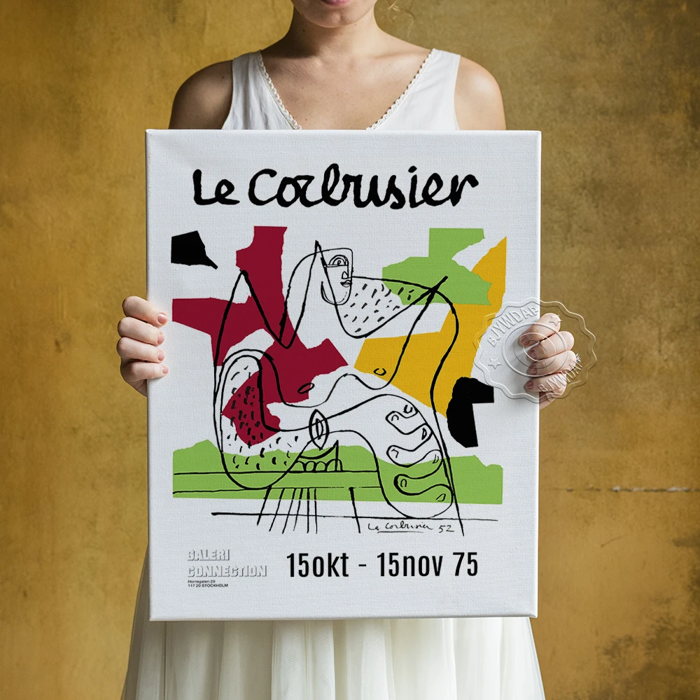 

Le Corbusier High Quality Swedish Vintage Museum Original Poster, Stockholm Galleri Connection Exhibition Art Litographic Prints