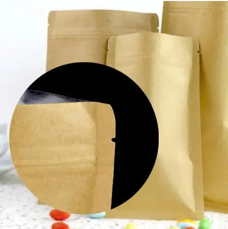 10pcs Kraft Paper Zip Lock Pouch with Aluminum Foil Food Tea Packaging Bag Snack Coffee Storage Resealable Zipper bag | Дом и сад