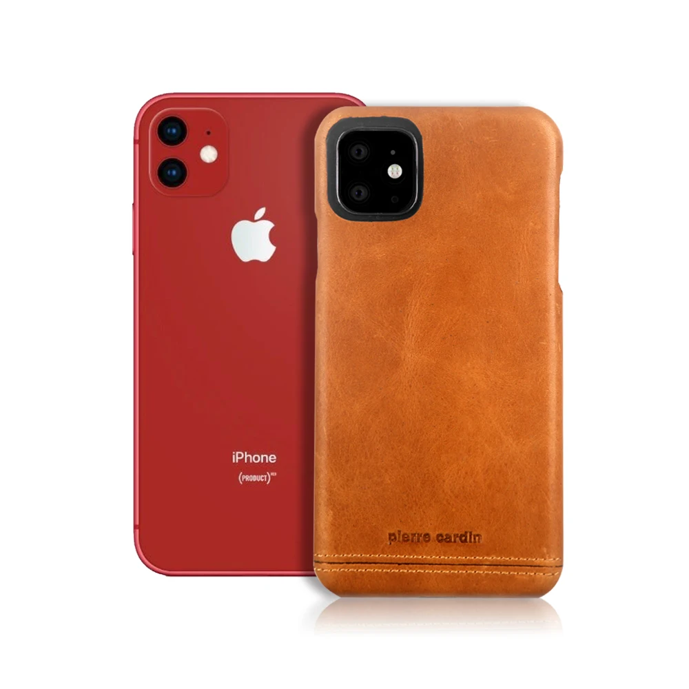 Светло-коричневый Для Apple iPhone 11 Pro Max чехол для телефона Пьер кардин роскошный противоударный чехол из натуральной кожи для iPhone 11 Pro 11 жесткий чехол - Цвет: Светло-коричневый