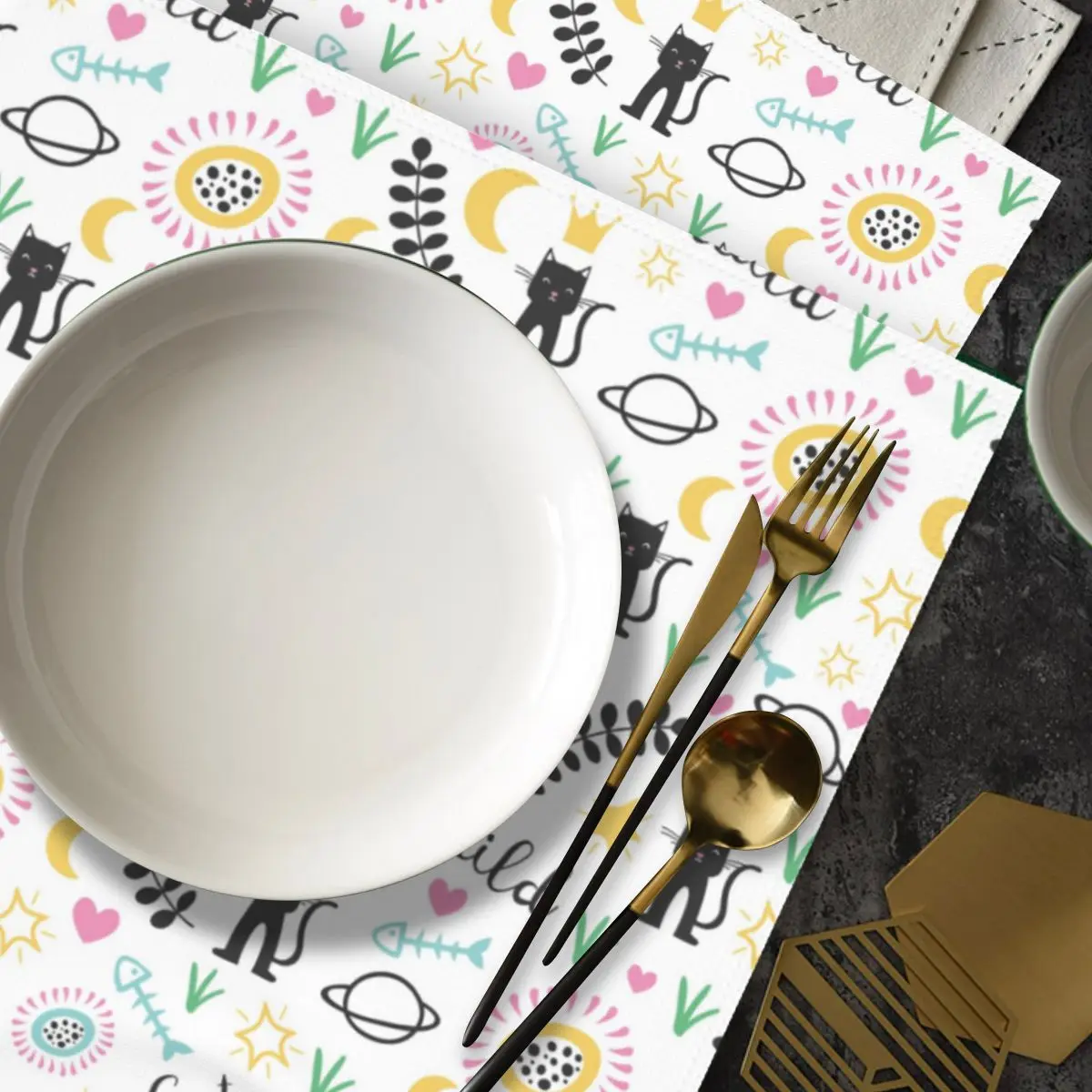 

Funny Cats And Words 50x50cm Polyester Napkins Dining Table Cloth Napkins For Holiday Placemat Napkins Decoration