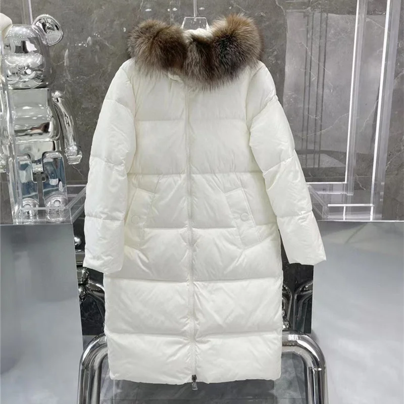 Winter Fashion Brand Design 90% White Duck Down Jacket Women Parka Female Real Fox Fur Hooded Long Coat enlarge