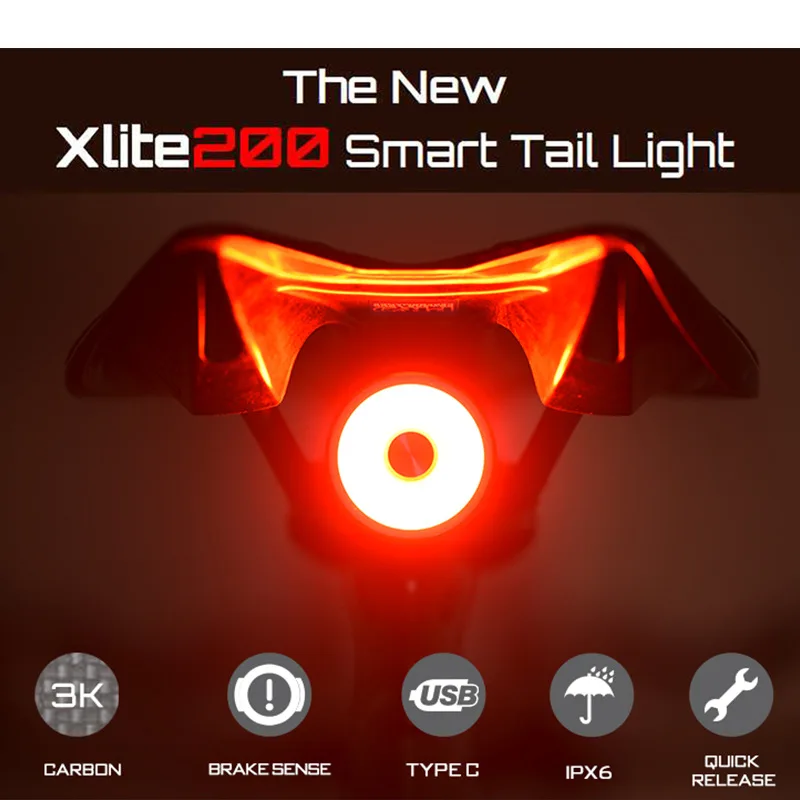 Enfitnix Xlite200 MTB дорожный велосипед умный задний светильник Предупреждение ющий