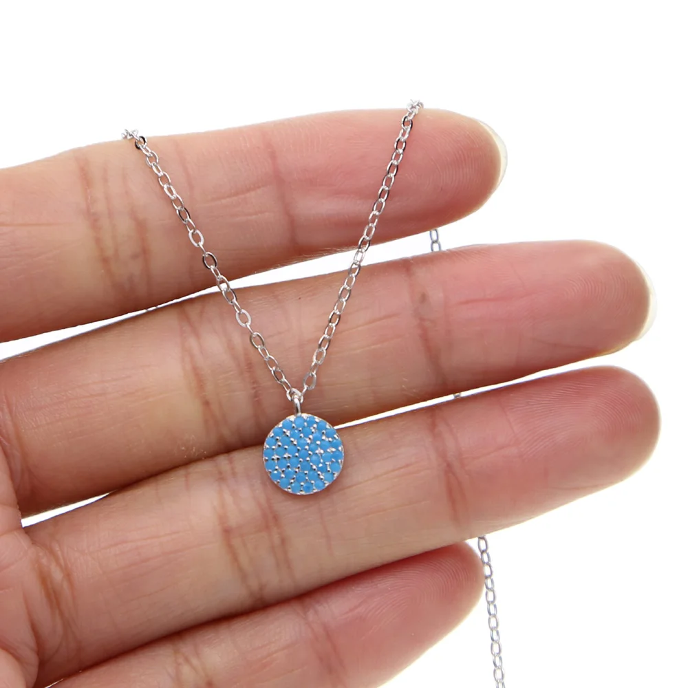 Женское длинное ожерелье из серебра 925 пробы изысканное с очаровательным голубым