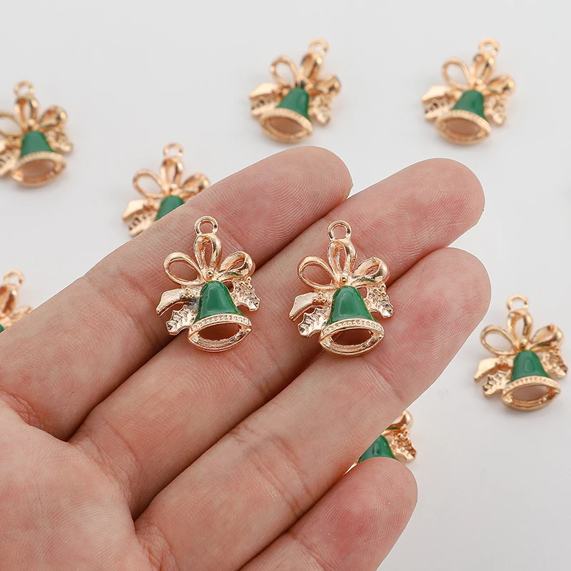 

20PCS Enamel Christmas Bells Charms for DIY Jewelry Making Pendants Necklaces Earrings Bracelets Handmade Finding Accessories