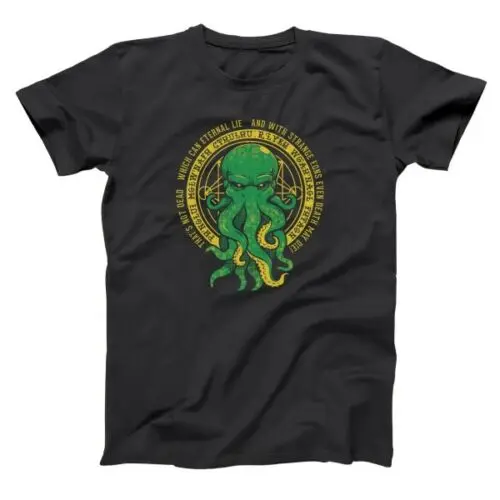 Cthulhu R'Lyeh классическая история Осьминог Дракон Черная Базовая Мужская футболка