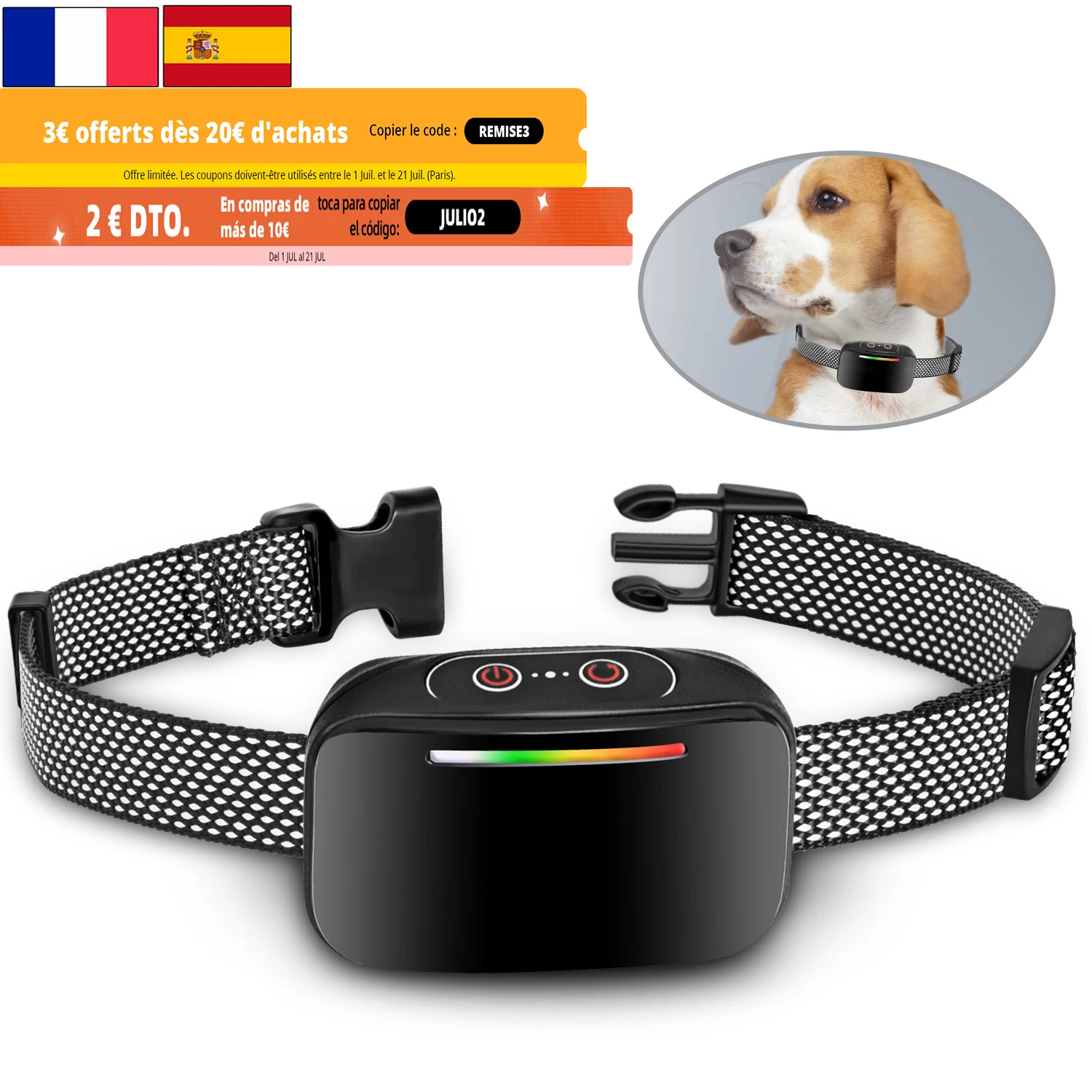 

LED Indicator Dog Anti Bark Collar Auto Pet Training Device IP67 Electric Shock Vibration Beep USB Rechargeable For All Size