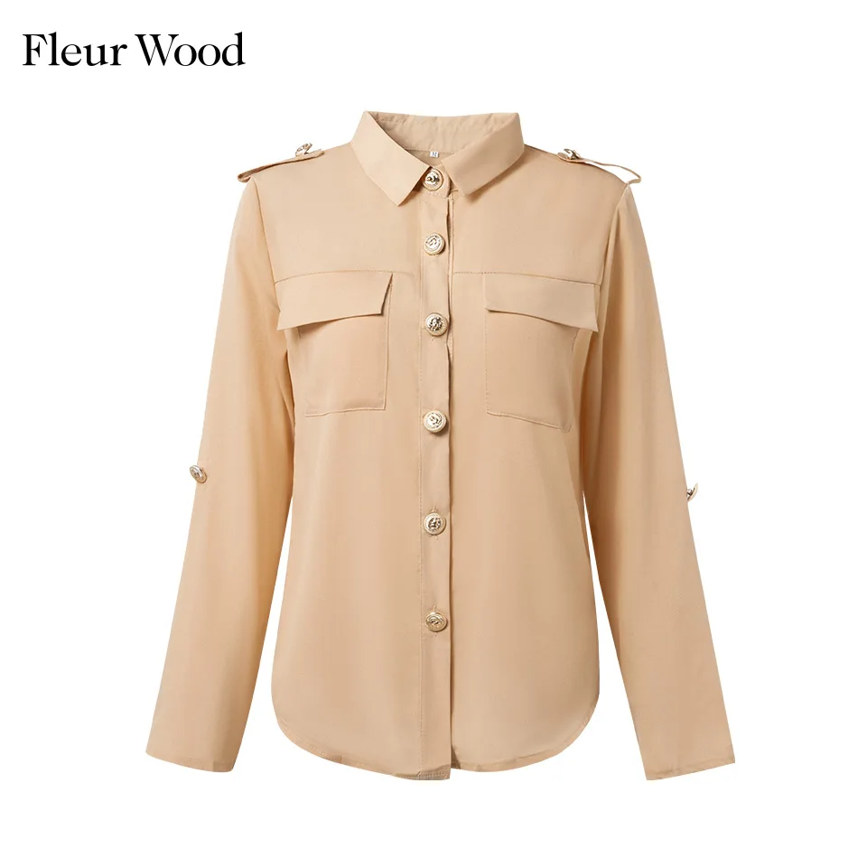 Женская блузка с длинным рукавом Fleur Wood Офисная винтажная рубашка размера плюс