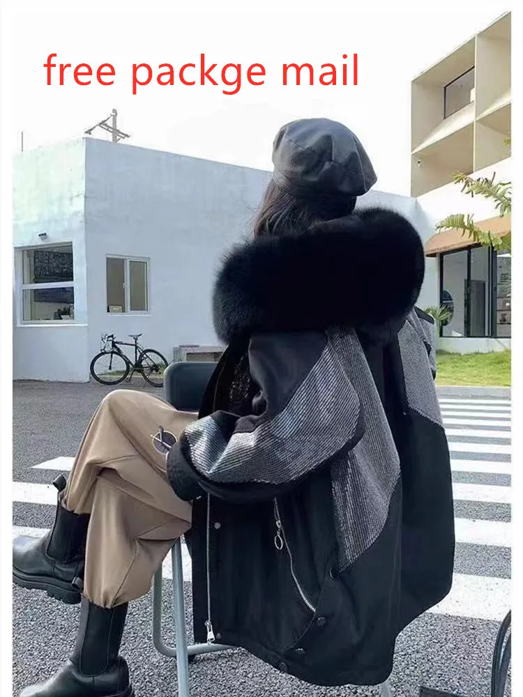 2021 женская зимняя одежда из натурального Лисьего меха с большим меховым