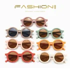 Новинка 2021, детские солнцезащитные очки, однотонные круглые удобные очки для младенцев в стиле ретро с защитой от ультрафиолета, очки для детей