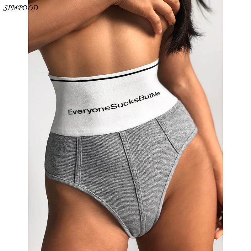 

Simpold Sexy Sporty Underwear Sensual Lingerie Woman High Waist Female Underpants Cotton Intimates Tight Shapewear