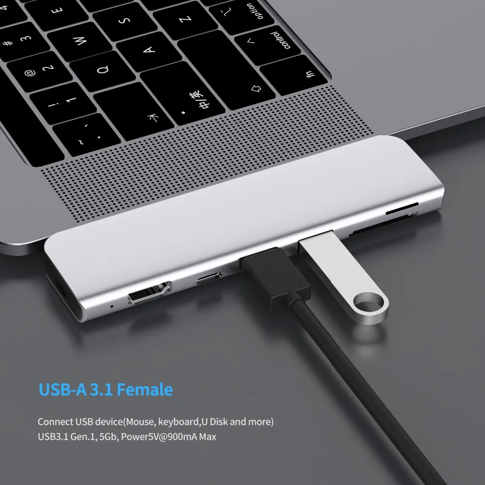 USB 3,1 type-C концентратор к HDMI адаптер 4K Thunderbolt 3 USB C концентратор с концентратором 3,0 TF sd-ридер слот PD для MacBook Pro/Air /