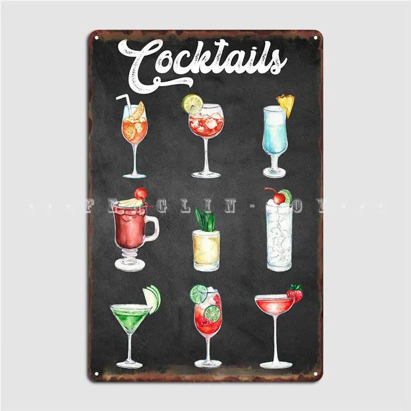 

Типы коктейлей напитков металлический плакат настенный паб кинотеатр винтажный фотографический плакат