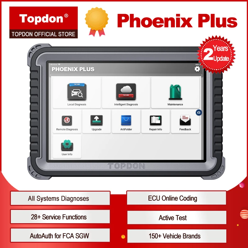

TOPDON Phoenix Plus Car Diagnostic Tool Professional OBD2 automotive Scanner ECU Online Coding 2 Years Update Free Shipping