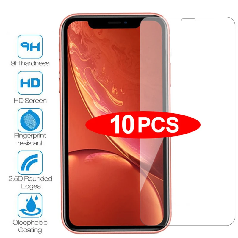 Закаленное стекло 10 шт./лот для iPhone 11 Pro XR X XS MAX 6 6s 7 8 Plus 5 5s SE 5C Защитная пленка
