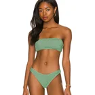 Женский Блестящий купальник Miyouj, комплект бикини-бандо, пикантный купальный костюм зеленого цвета, новинка 2022, Винтажная летняя Праздничная пляжная одежда с эффектом пуш-ап