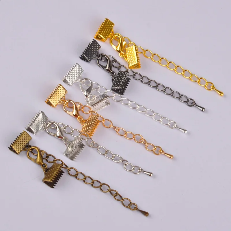 50 комплектов зажимов для застежки наконечники шнура ленты кожаный зажим