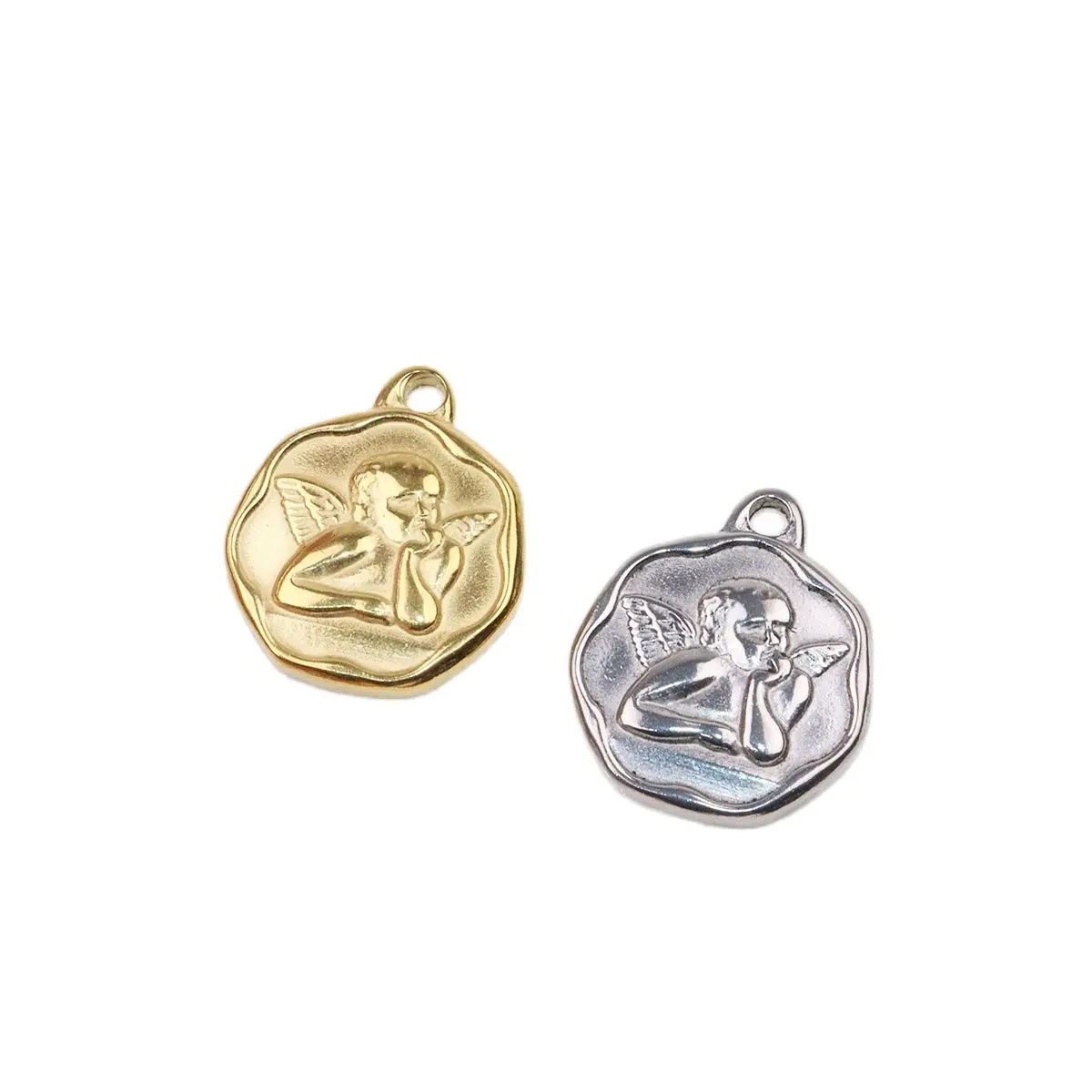 

Овальные шармы-подвески «Ангел» из нержавеющей стали, 2 цвета, 5 шт., 18 мм