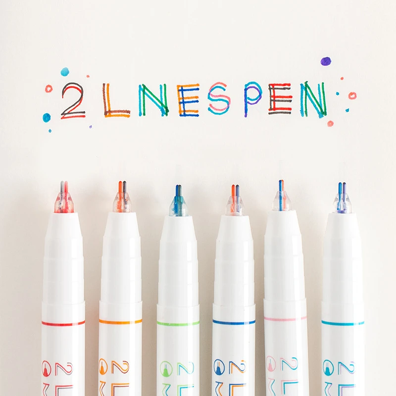 

Double Lines Pen Dual Color Water Ink Amused Art Drawing Gel Pens For Scrapbooks 0.5mm Stationery Office School Supplies H6768