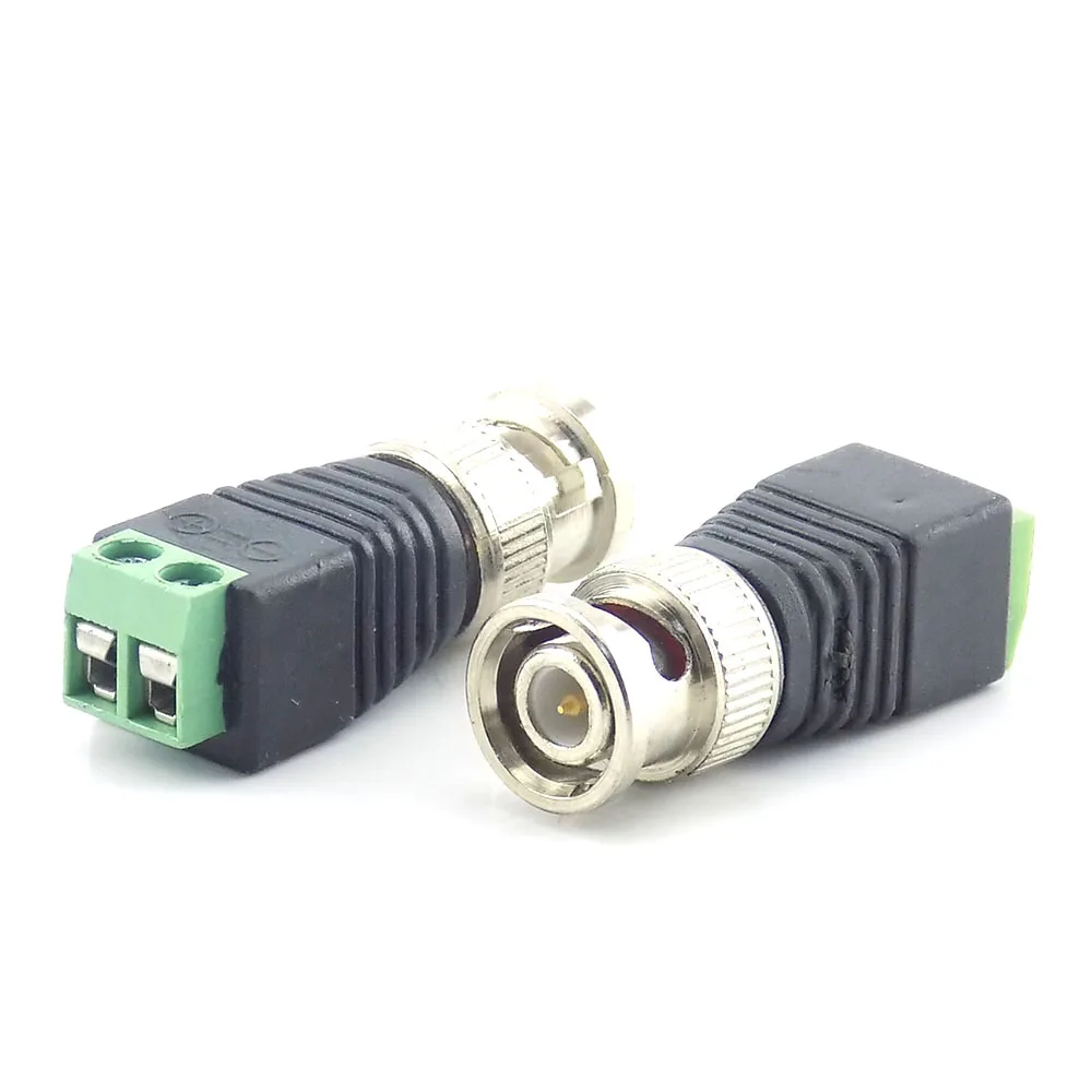 

2 Pairs Male Female Coax BNC Connector UTP Video Balun Connector BNC Plug DC Adapter For CCTV Surveillance Camera System