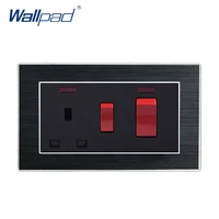 13a bs uk standard switched socket and 45a dp wall cooker switch with neon 3x6 size wallpad metal kitchen switch and socket