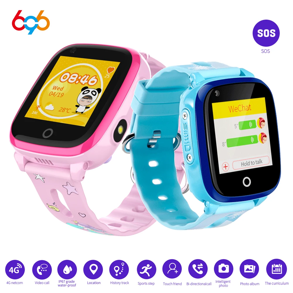 

696 DF33Z 4G Смарт-часы для детей водонепроницаемые видеозвонки с одним нажатием SOS для помощи камере WIFI GPS отслеживание местоположения детские ч...