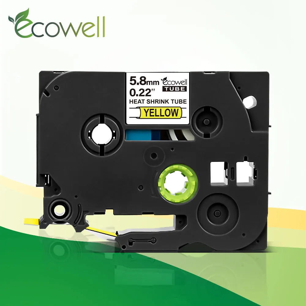Ecowell HSe 611 термоусадочные трубки для Brother Hse611 Hse 6 мм черный на желтом цвете этикетки