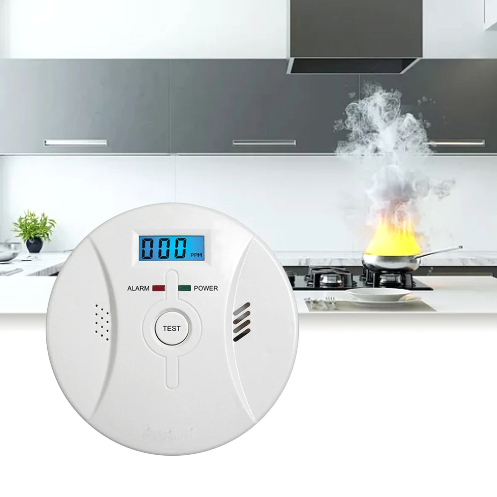 

CO Alarm Detector Smoke Carbon Monoxide Alarm With LCD Display Work Alone Voice Notification For Home Fire Gas Leaks Detector