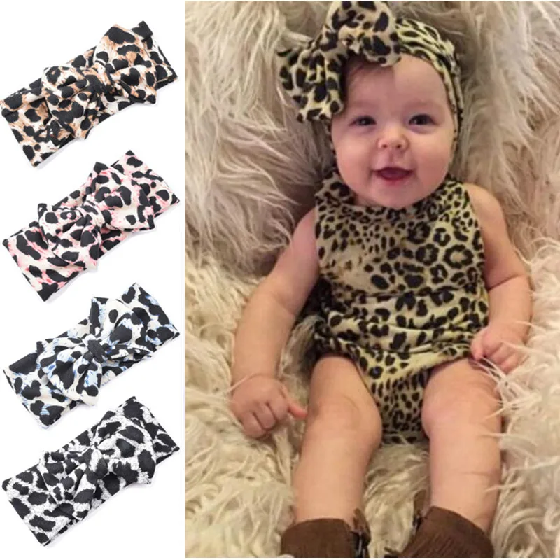 1 шт. Детская повязка на голову с большим цветком для девочки Модные леопардовые