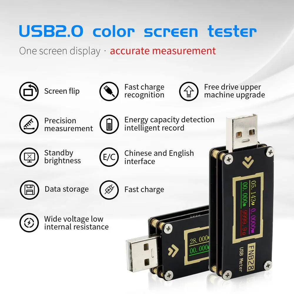 FNB28 USB тестовый измеритель тока и вольтметра для QC2.0 / QC3.0 FCP SCP/AFC протокол быстрой