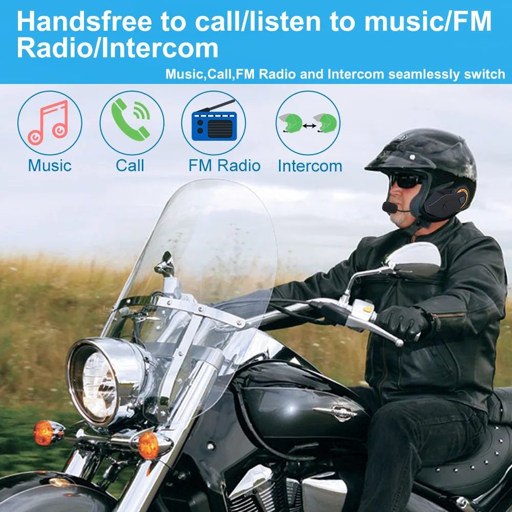 2 шт FreedConn T-Max мотоциклетный шлем Bluetooth Интерком 6 райдеров гарнитура с fm-радио Moto Intercomunicador Bluetooth 4,1