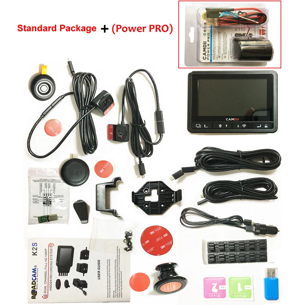 Standard Power PRO Conkim Двойной объектив автомобиля тире Камера K2S gps+ WI-FI DVR спереди 1080P FHD+ сзади Камера 1080P FHD помощь при парковке режимов БД данных мониторинга - Название цвета: Standard Power PRO