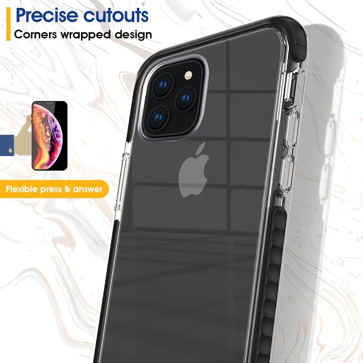 Для iPhone 11 Pro Max чехол прозрачный тонкий Кристальный противоударный чехол-бампер