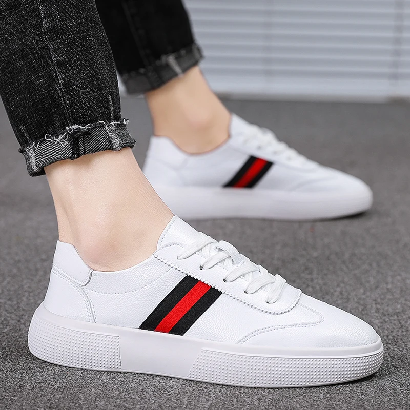 Брендовые кожаные мужские кроссовки для скейтборда на толстой подошве мужская