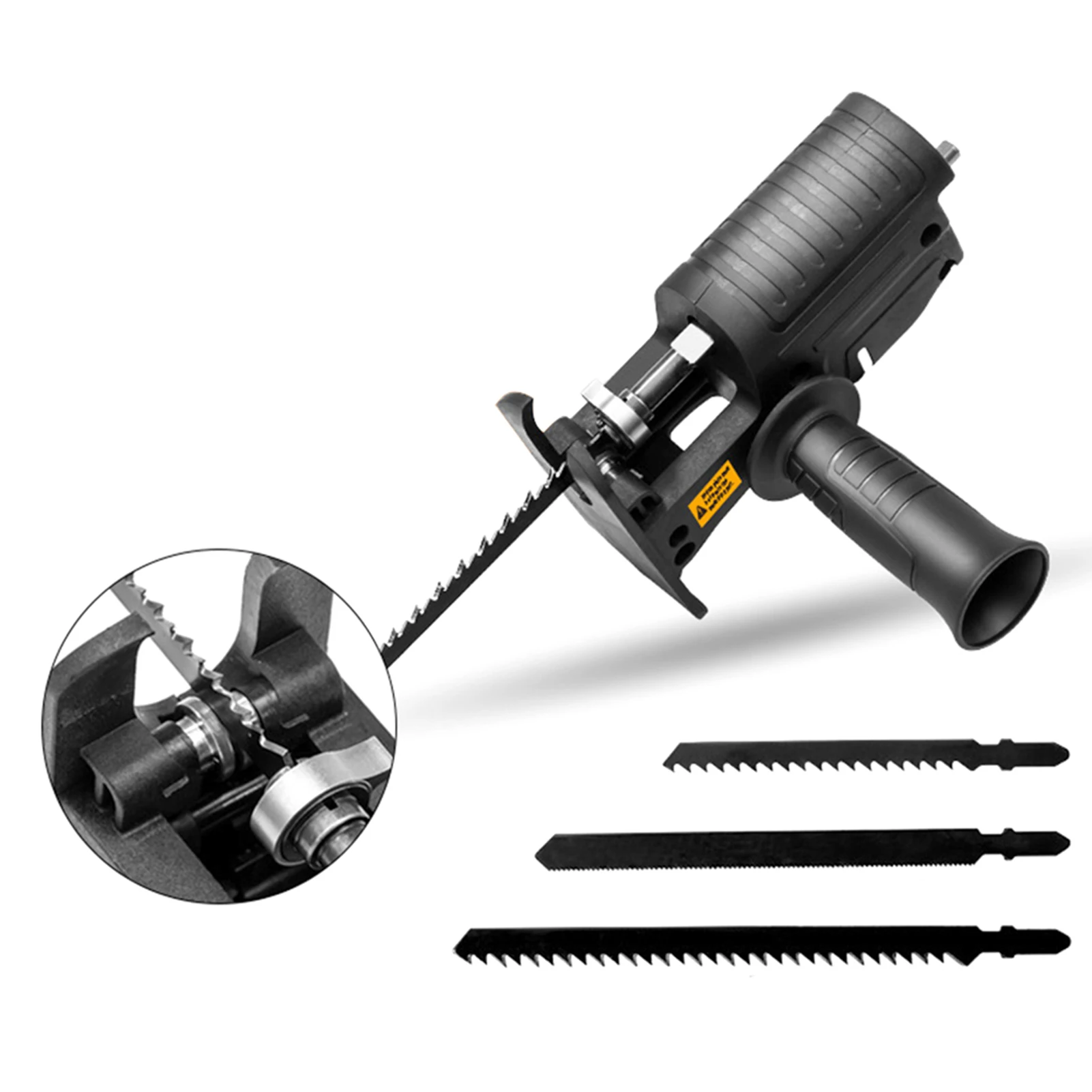 

Portable Reciprocating Saw Adapter Electric Drill Modified Tool Attachment with Ergonomic 3 Saw Blades for Wood Metal Cutting