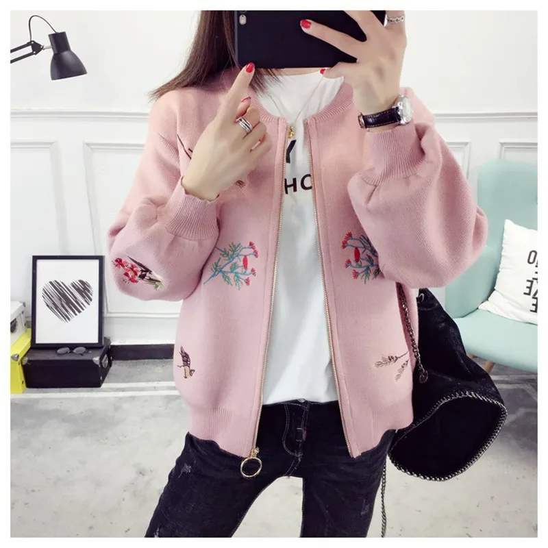 2021 женский кардиган кардиганы Модный осенне-зимний теплый вышитый круглый вырез