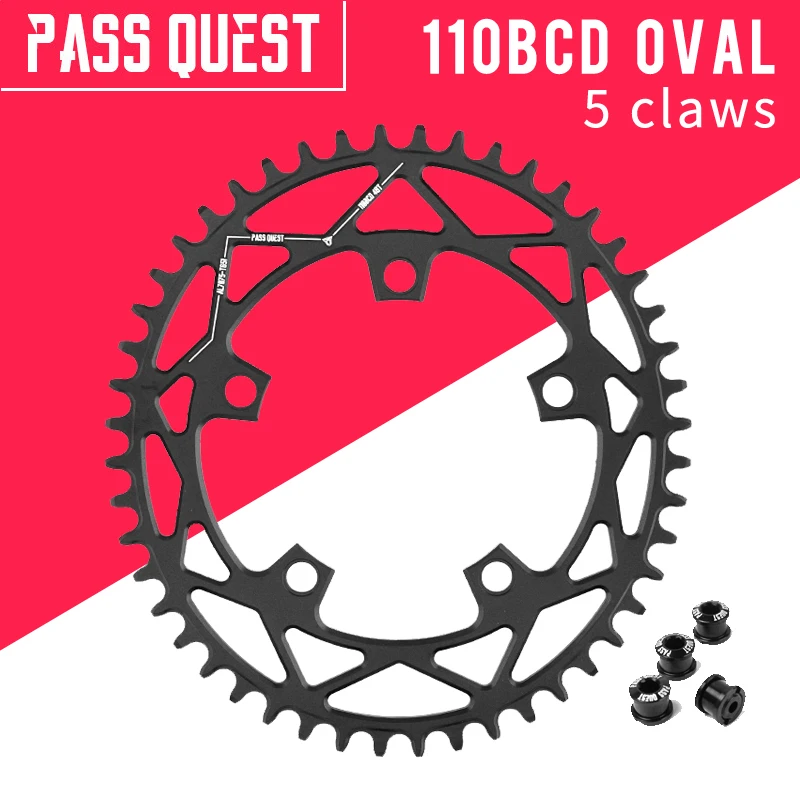 

Овальная узкая широкая звезда PASS QUEST, Звездочка для шоссейного велосипеда 110BCD с 5 лапами, Звездочка для шоссейного велосипеда 42T 44T 46T 48T 50T 52T, з...