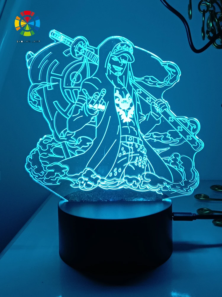 One piece trafalgar law для дома украшения ночник аниме фигурки декор комнаты светодиодная