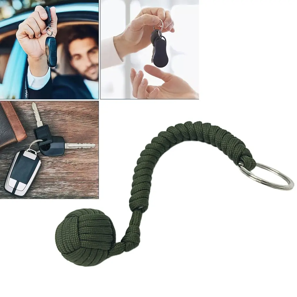 

Outdoor Security Protection Black Monkey Fist Steel Ball For Girl Bearing Self Defense Lanyard Survival Key Chain Broken Windows