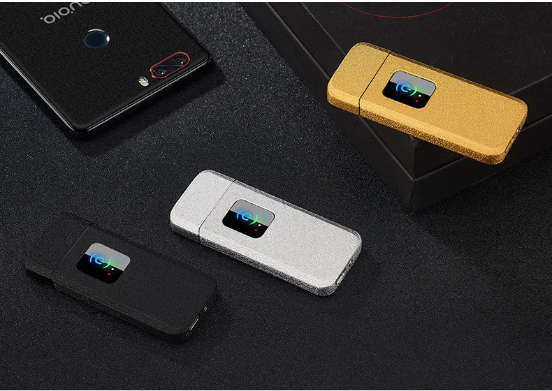 Светодиодный сенсорный Электронный USB Зажигалка металлическая перезаряжаемая Зажигалка Ветрозащитная электрическая зажигалка для курения гаджеты для мужчин
