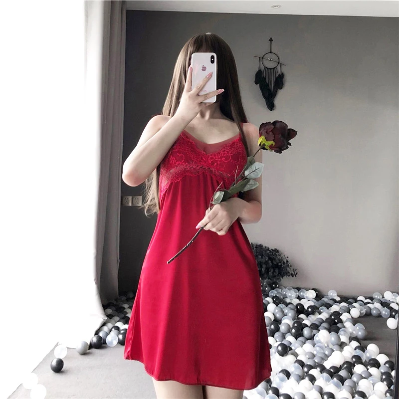 

Ночная сорочка женская, кружевная, с V-образным вырезом, S-XXL