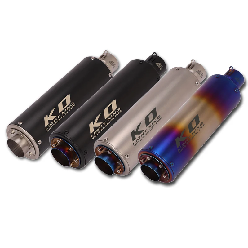

370MM Muffler Motorcycle Universal 51MM Exhaust Pipe Street Bike Scooter Escape Removable DB Killer Stainless Steel Silencer