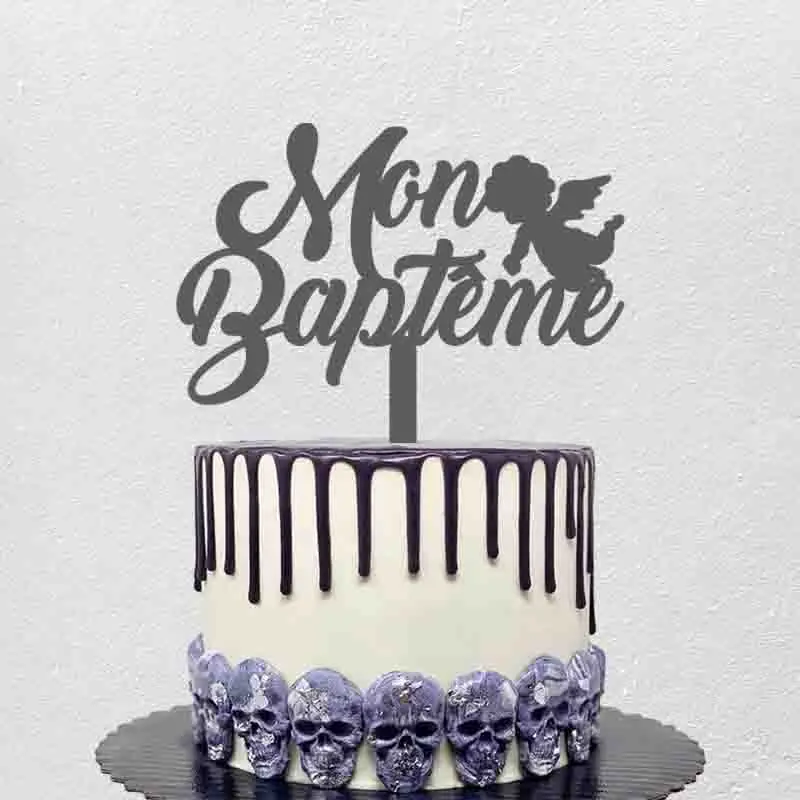 

Mon Baptême Cake Topper For French Kids Baptism Party Cake Decoration