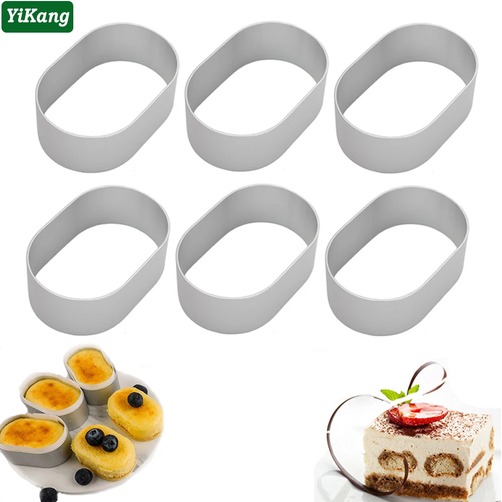 

100PCS High Temperature Oil Paper or10/5PCS Aluminum Alloy Oval Mousse Cheese Semi-cooked Ring Egg Tart Cake Cutting Baking Mold