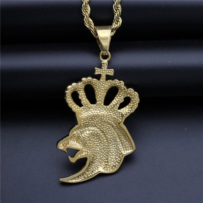 

Luxury Designs Cross Crown Lion Pendant Vintage Stainless Steel Chain Necklace For Women Collares Mujer Jewelry Christmas Gifts