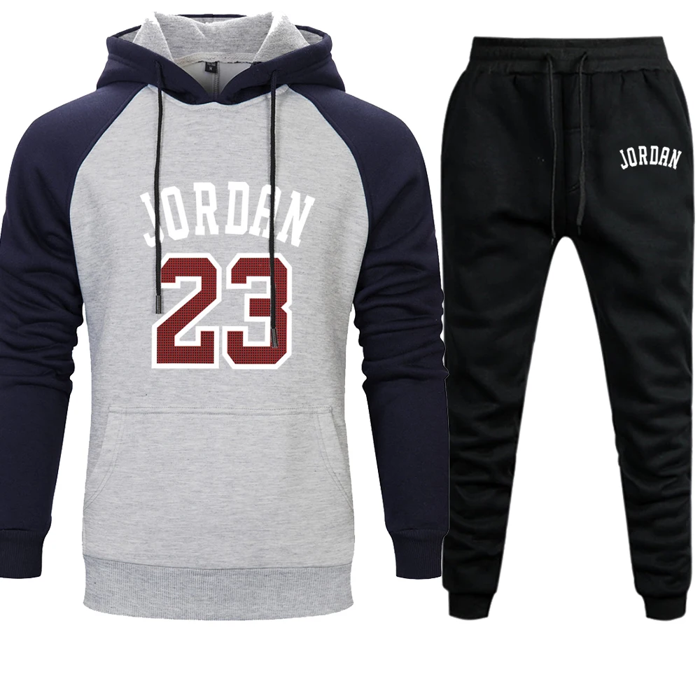 Jordan 23 Tracksuit Men Sets Winter Hoodies Pants 2 Piece Set Fashion Hoody Mens Sweatshirt Sport Joggers Sweatpants Suit