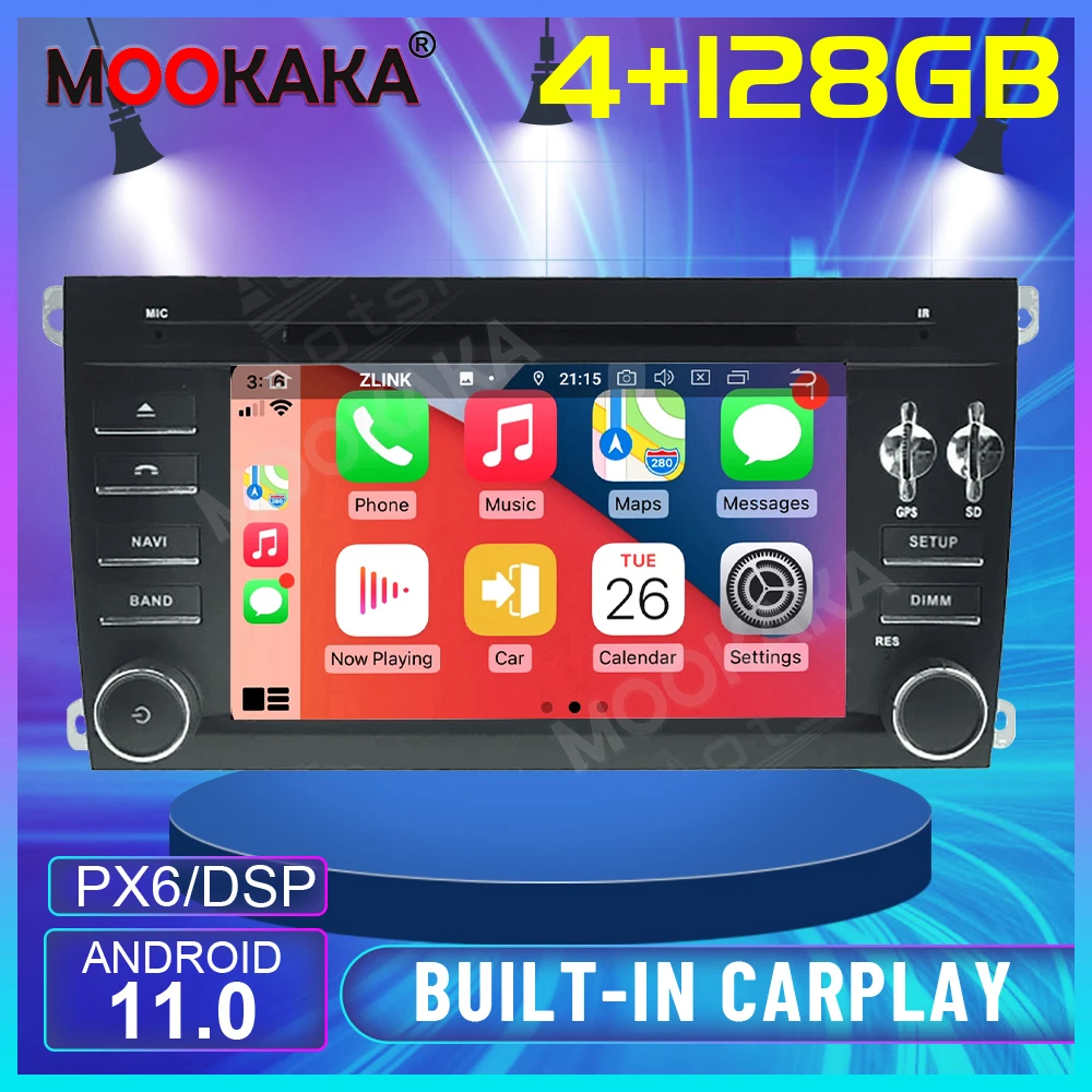 

Автомобильный мультимедийный DVD-плеер на Android 11,0, 6 + 128 ГБ, GPS-радио для Porsche Cayenne 2003-2010, GPS-навигация, стерео DSP аудио