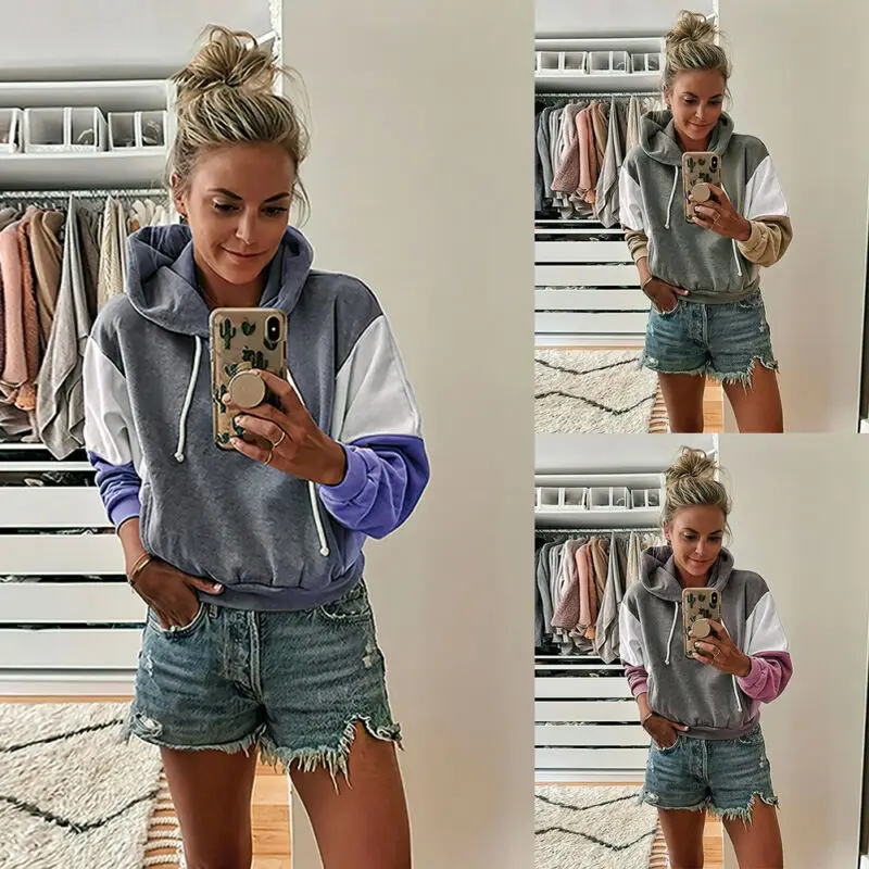 

Brand New Women Long Sleeve Drawstring Hoodie Sweatshirt Hooded Jumper Coat Pullover Tops Female Casual Spring Autumn Wear