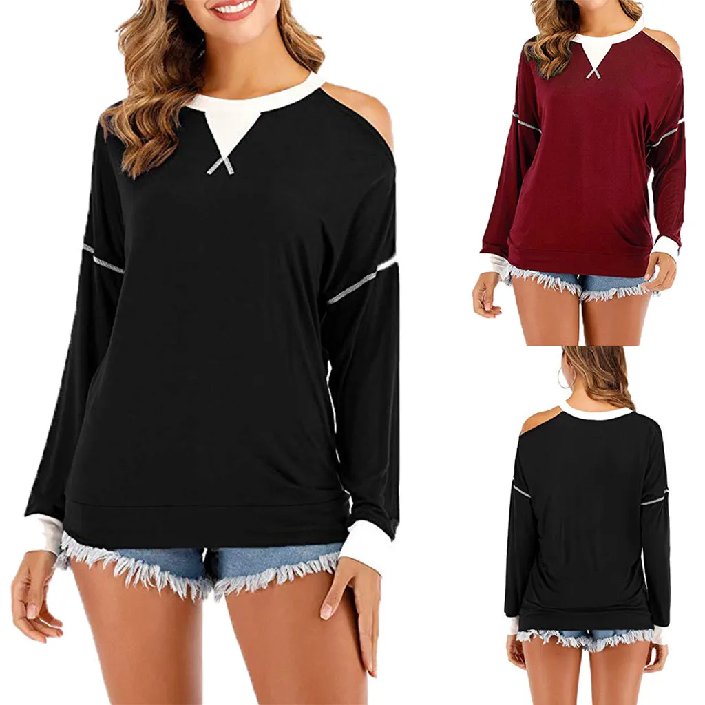 2020 Женские однотонные весенние топы с открытыми плечами повседневные